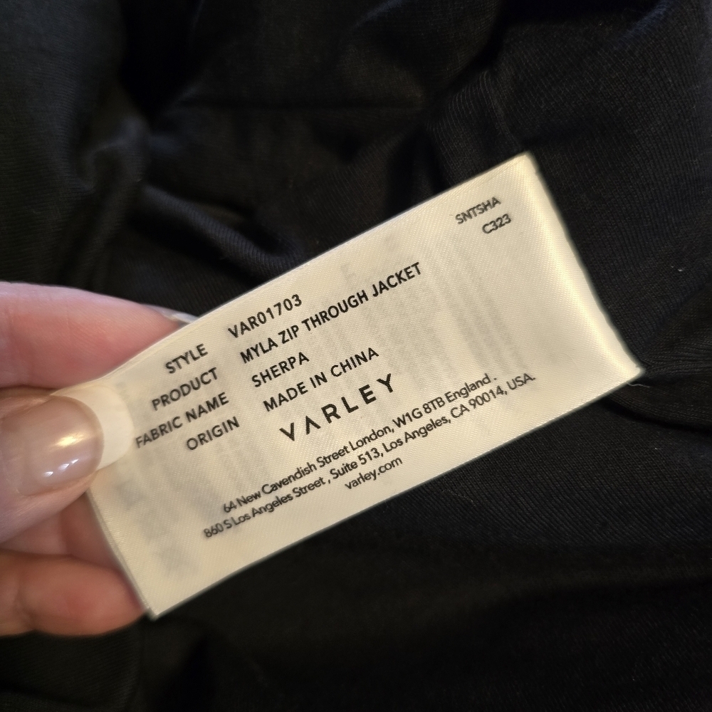 Varley Myla Zip Through Teddy Jacket NWT Black Size XL - Picture 16 of 16